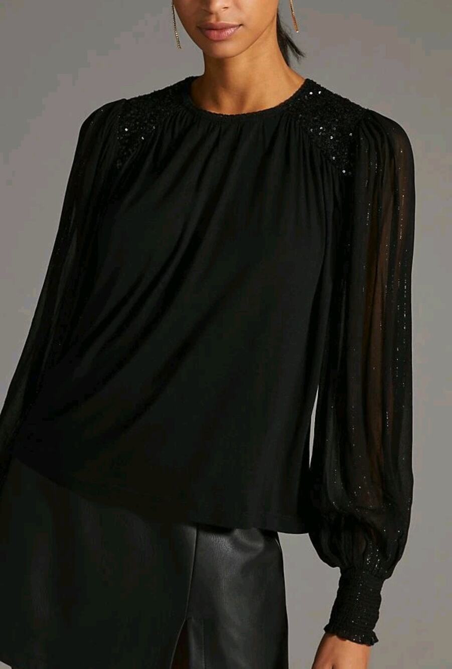 NWOT Bl-nk London Anthropologie Sequin Embellished Blouse